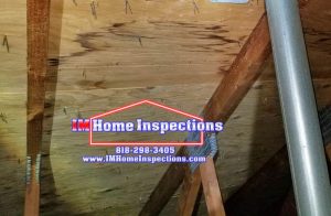 Moisture stains noted in attic.